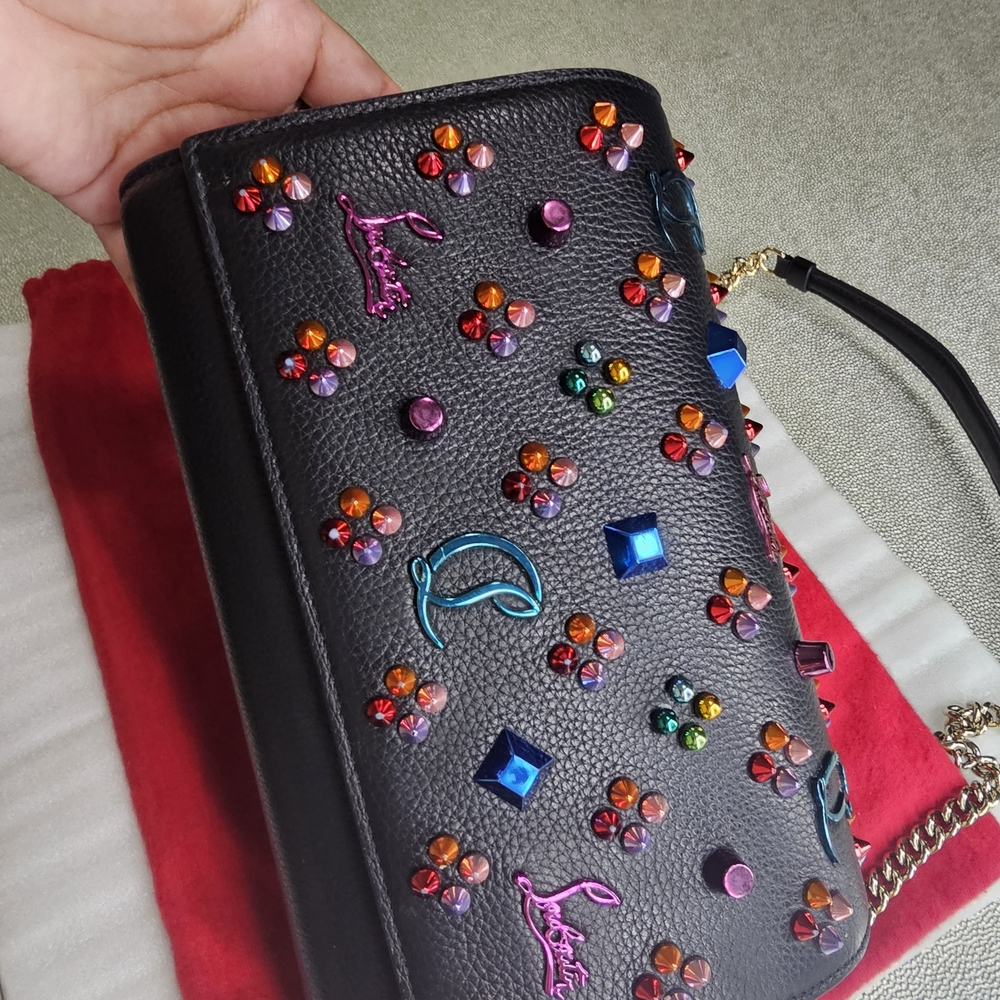 Colorful Embellished Black Handbag